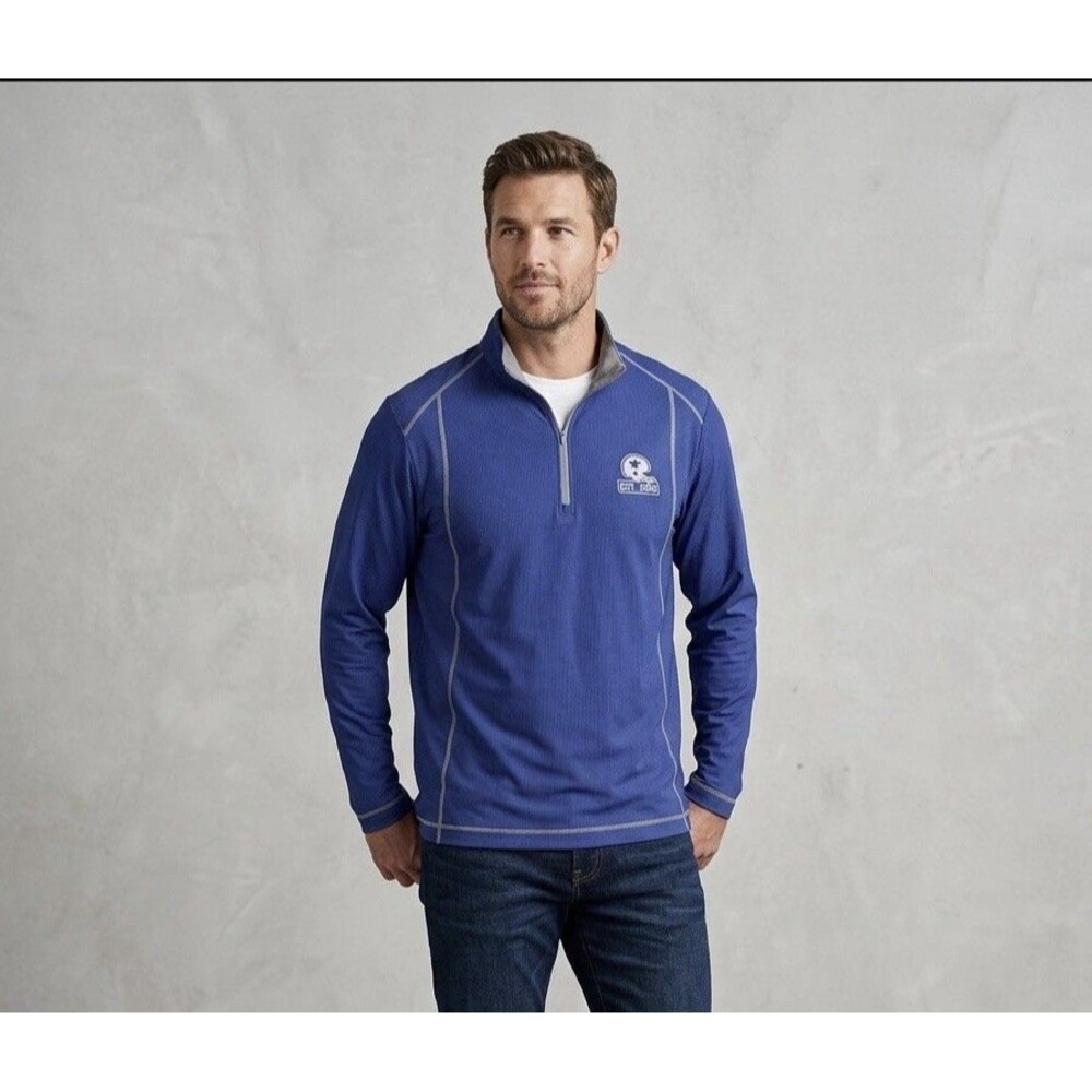 Antigua Dallas Cowboys Mens 1/4 Zip Pullover Blue Micro Stripe Jacket Large L